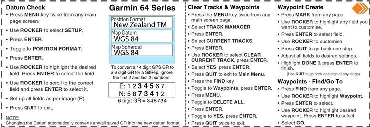 Garmin 64 Pocket Reference